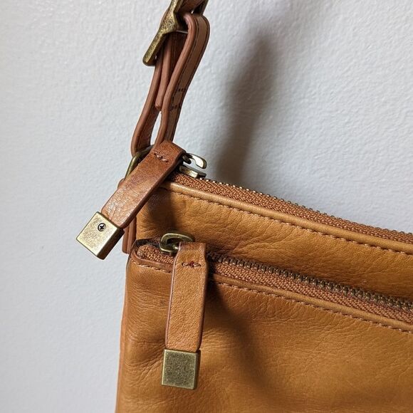 MARGOT New York Whiskey Tan Leather Accordion Crossbody - Picture 8 of 16